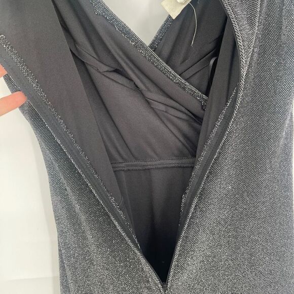 Tadashi Women's Surplice V-neck Ruched Metalic Maxi Dress Size Medium - Picture 7 of 9